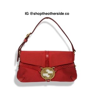 Gucci by Tom Ford Mini Thong Lizard Satin Bag Red